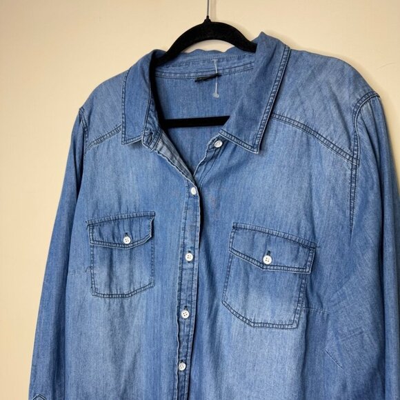 Torrid Blue Denim Button Down Shirt - Picture 11 of 13